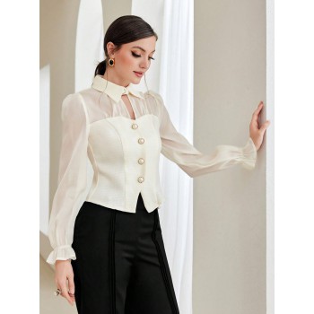 Modely Flare Sleeve Button Front Blouse