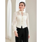 Modely Flare Sleeve Button Front Blouse