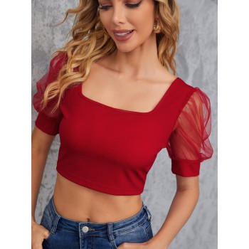 Square Neck Puff Sleeve Top