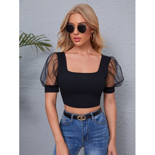 Square Neck Puff Sleeve Top