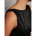 Haute Back Tie Rhinestone Embellished Party Blouse