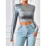 Essnce Holographic Crop Tee