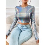 Essnce Holographic Crop Tee