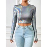 Essnce Holographic Crop Tee