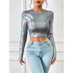 Essnce Holographic Crop Tee