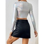 Essnce Long Sleeved Holographic Crop Top