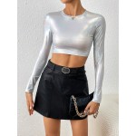 Essnce Long Sleeved Holographic Crop Top