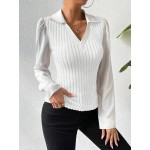 Essnce Fitted Sexy Faux 2pcs V Neck Color Block Blouse For Ladies