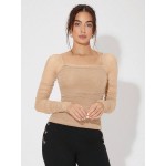 Women s Square Neck Pleated Slim Long Sleeve Blouse