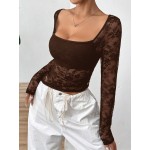 Women Lace Collar Long Sleeve Fitted Fashionable Blouse For Spring And Summer