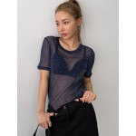 Solid Sheer Mesh Top Without Bra