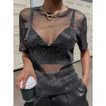 Semi Sheer Mesh Top Without Bra